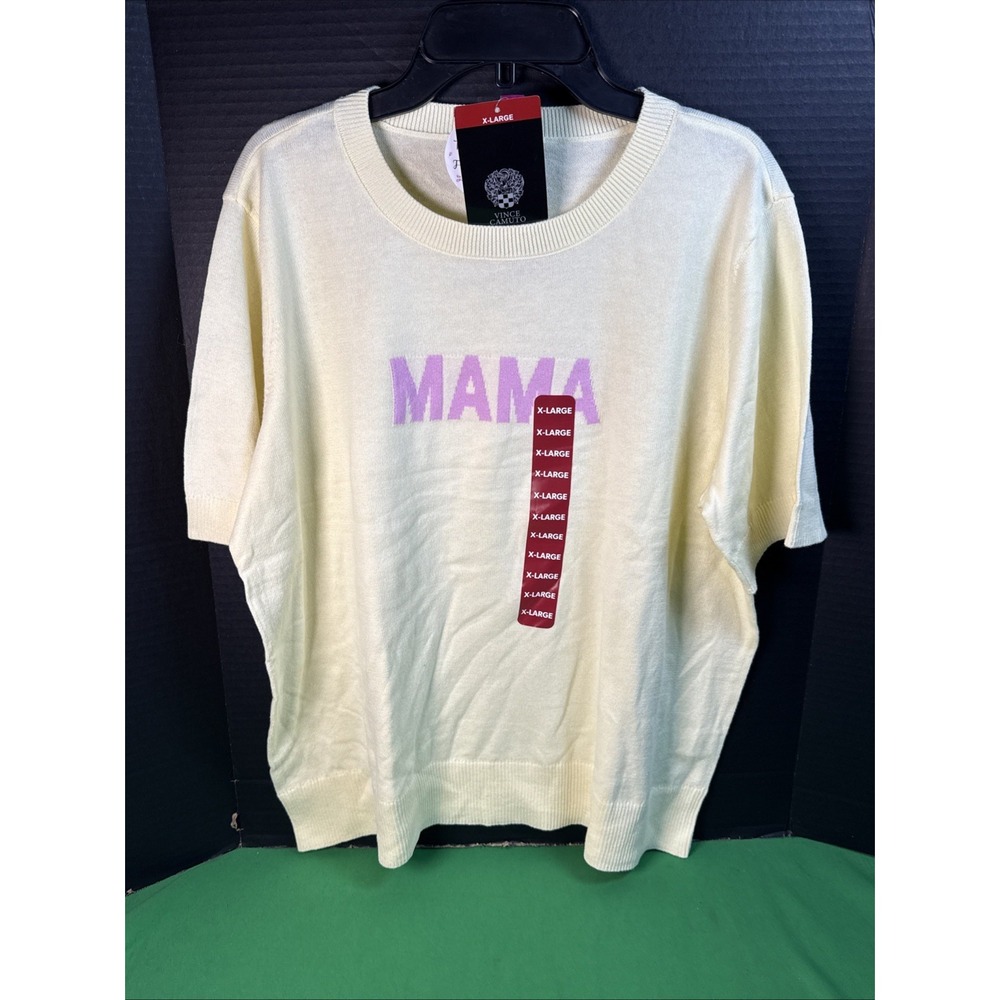Vince Camuto Womens Mama Short Sleeve Sweater Yellow XL Pullover NWT - Picture 5 of 5